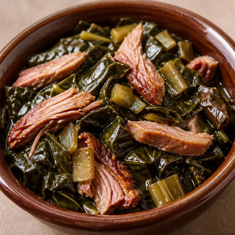 Slow-simmered collard greens